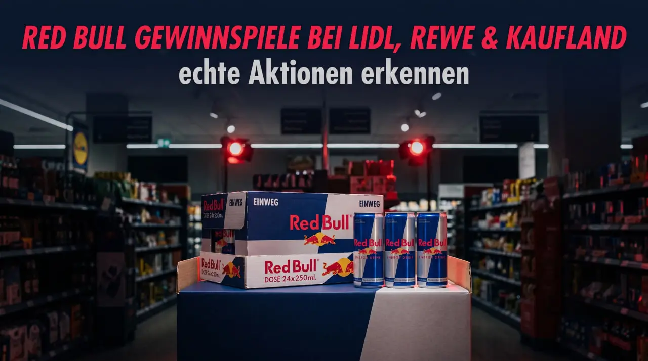 Red Bull Gewinnspiele bei Lidl, REWE und Kaufland – echte Retailer-Aktionen erkennen